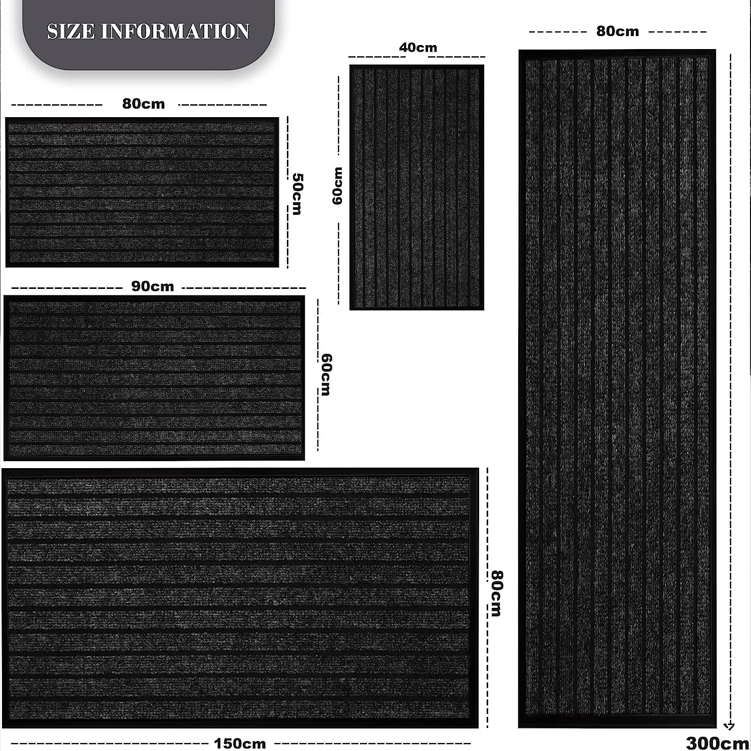 Washable Rubber Door Mat Indoor Outdoor Front Entryway Black