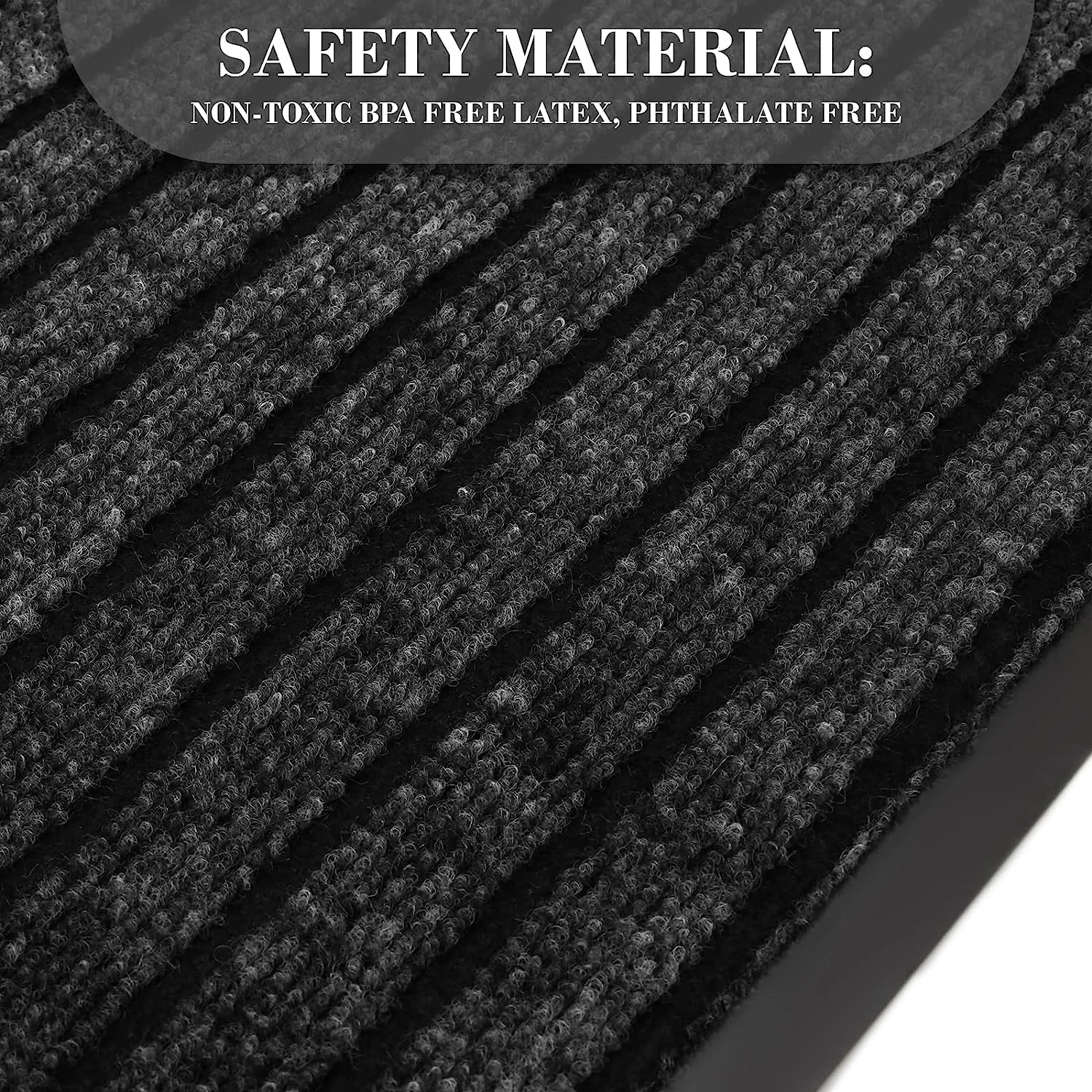 Washable Rubber Door Mat Indoor Outdoor Front Entryway Black