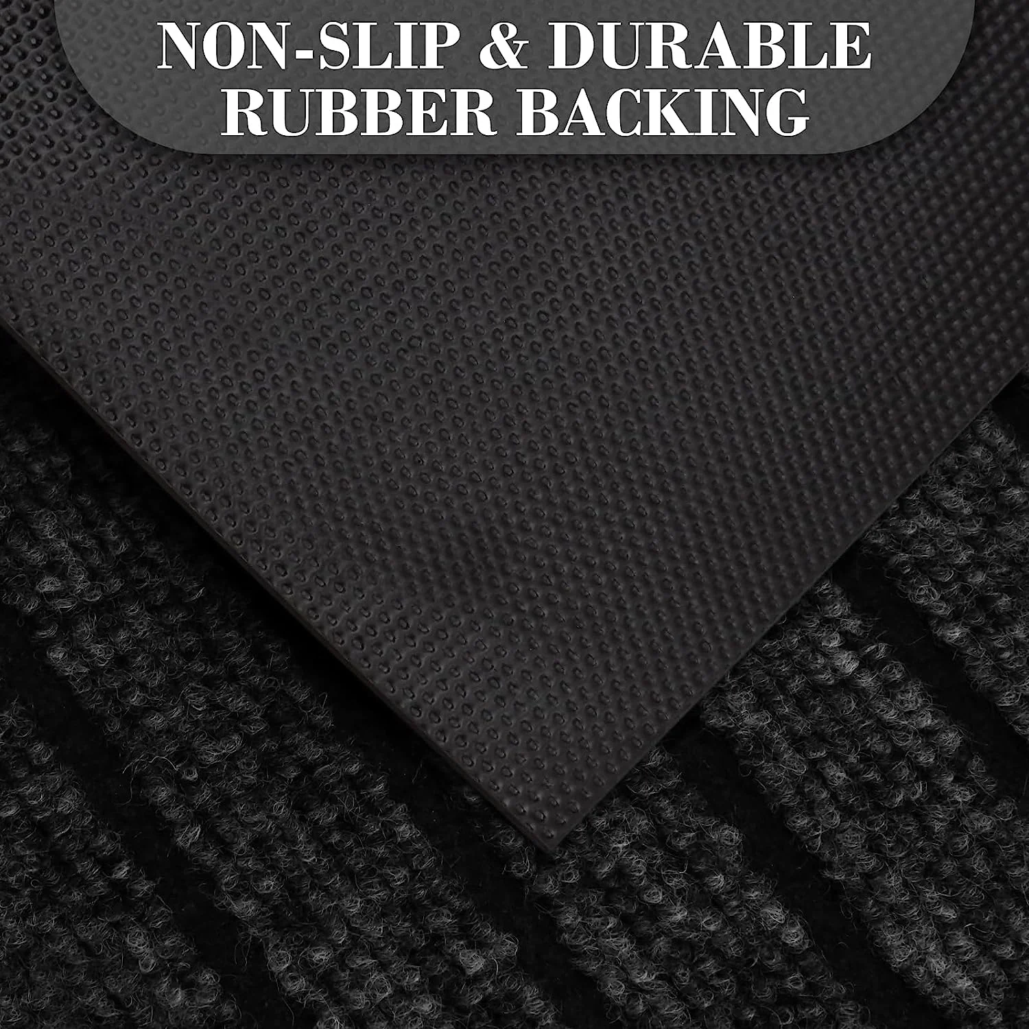 Washable Rubber Door Mat Indoor Outdoor Front Entryway Black