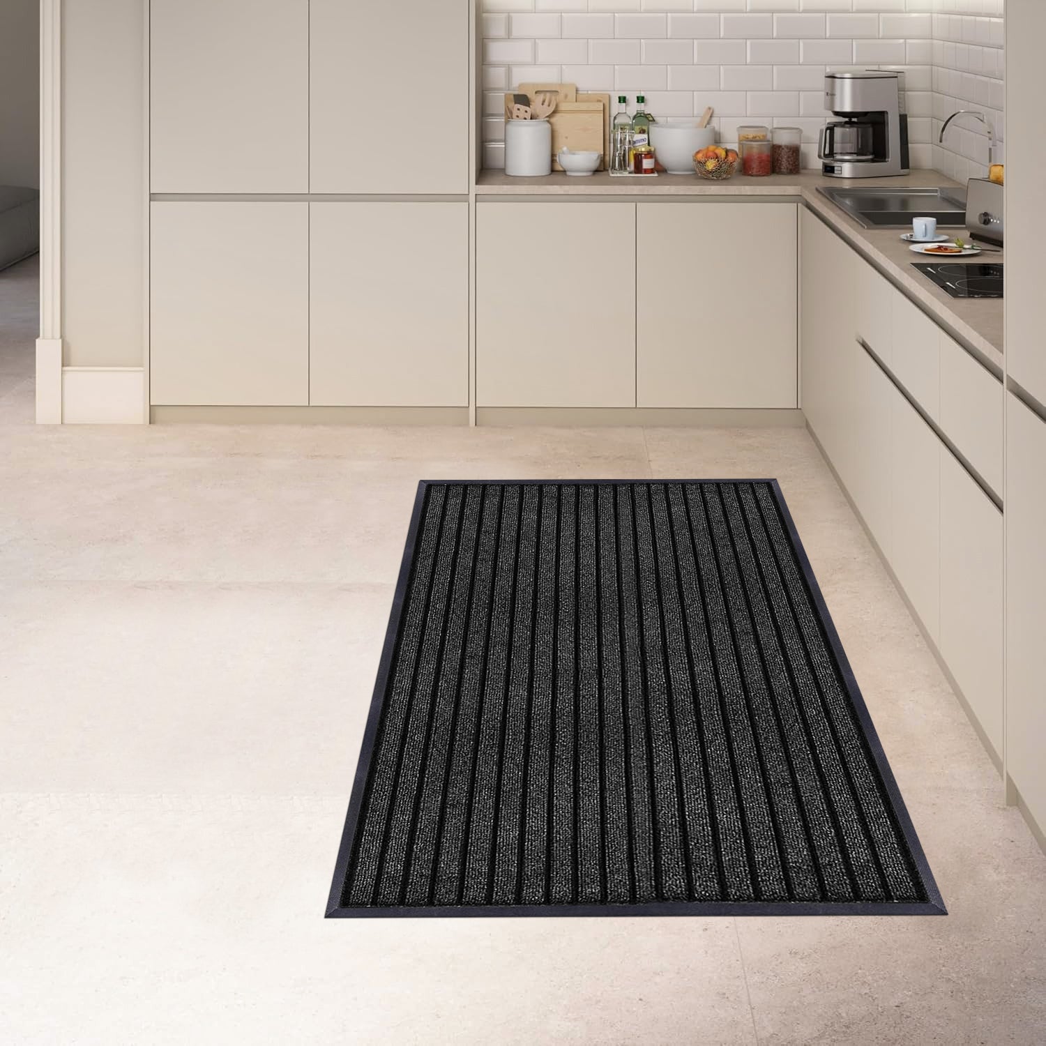 Washable Rubber Door Mat Indoor Outdoor Front Entryway Black