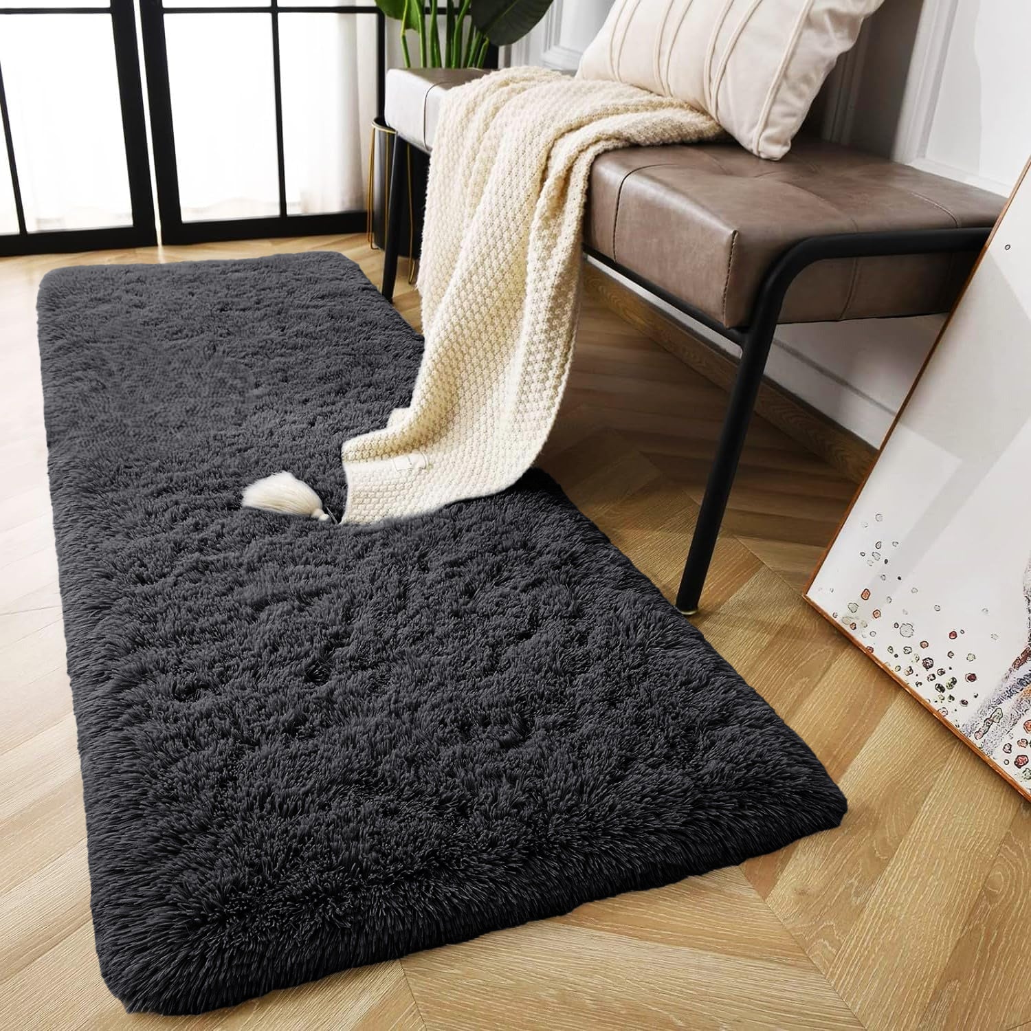 Fluffy Shag Pile Shaggy Rug Black