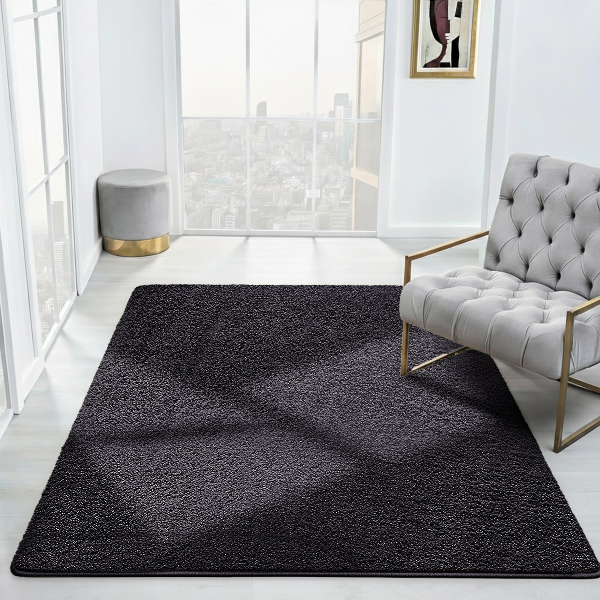 Cosy Fluffy Living Room Rug - Thick & Low Pile Large Area Carpet