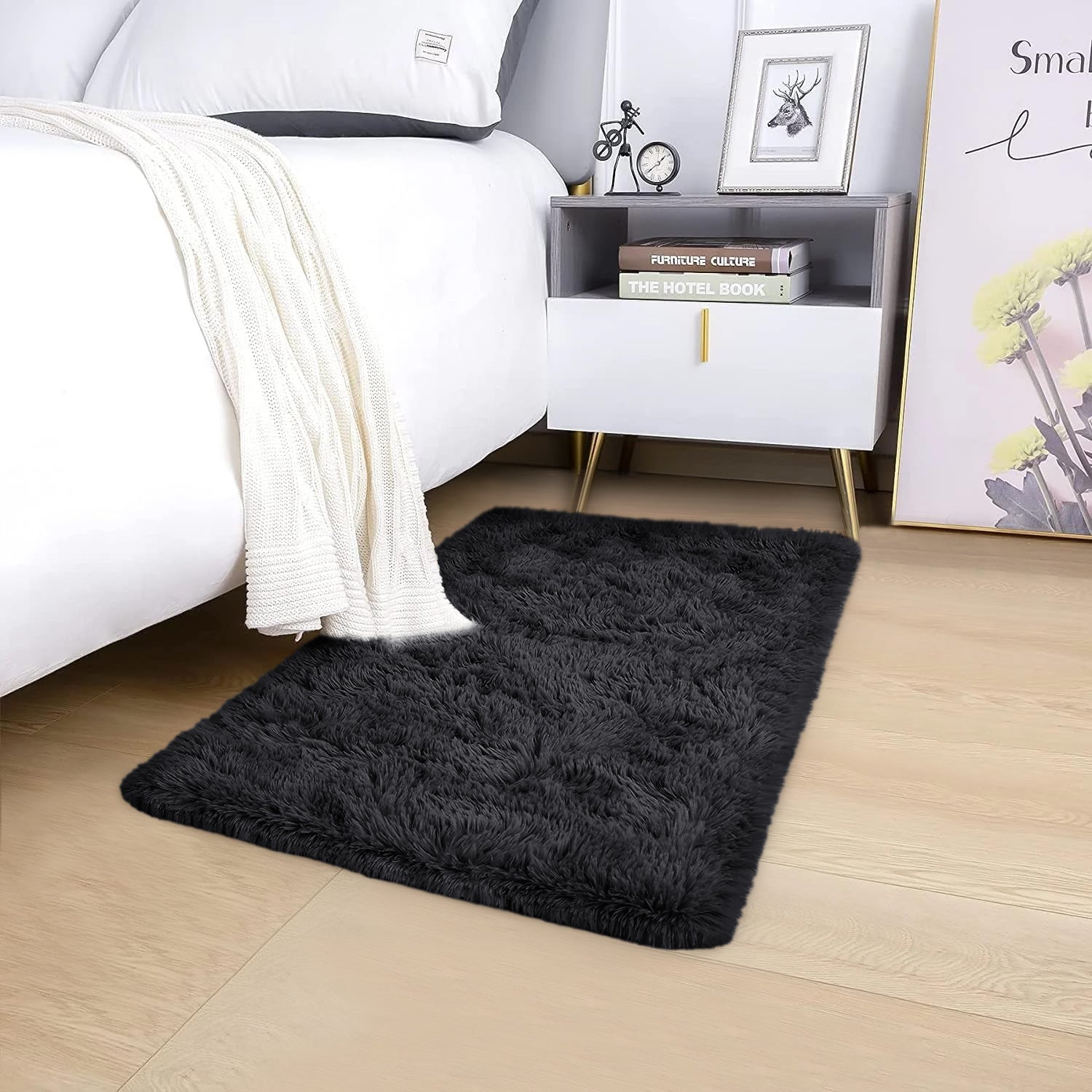 Fluffy Shag Pile Shaggy Rug Black