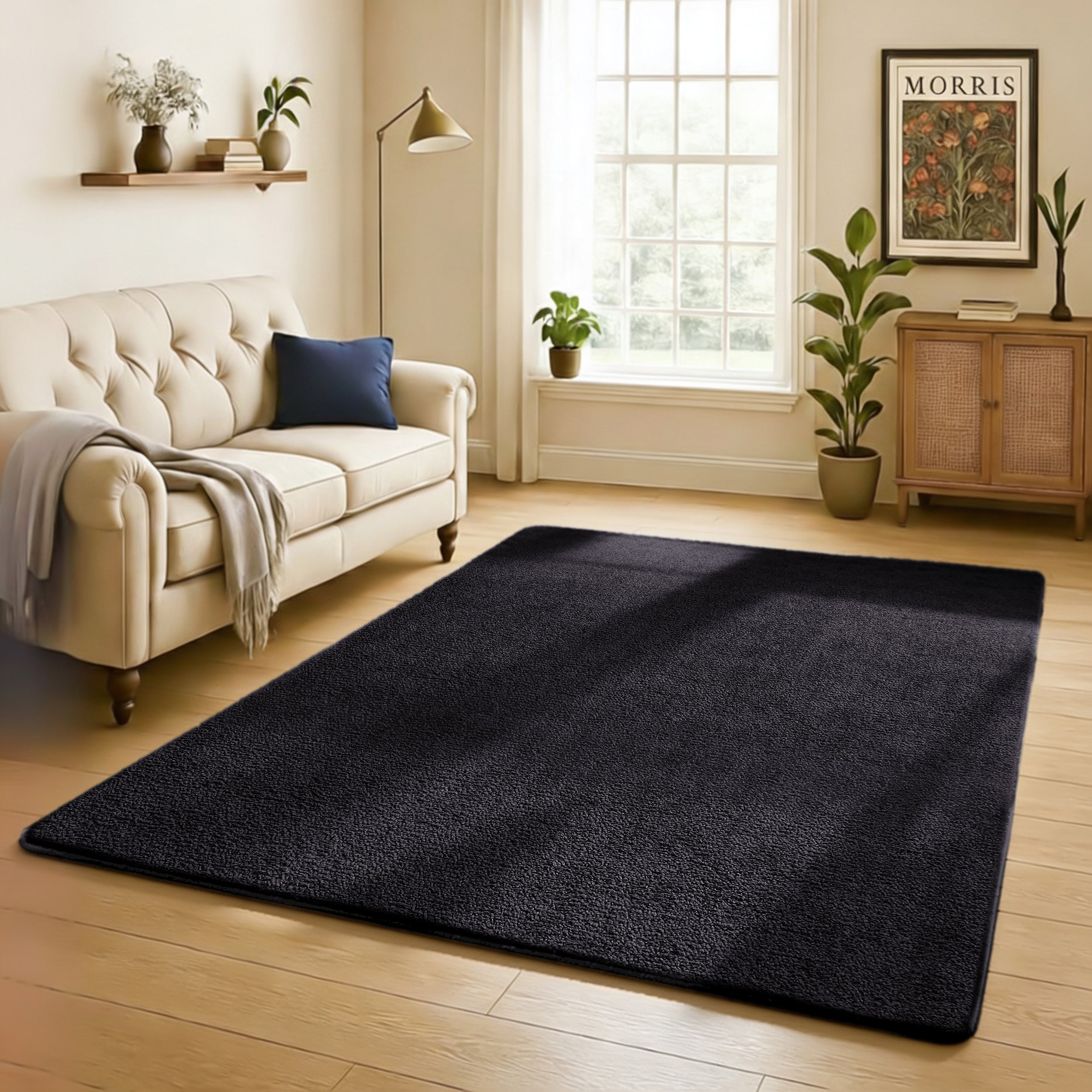 Cosy Fluffy Living Room Rug - Thick & Low Pile Large Area Carpet