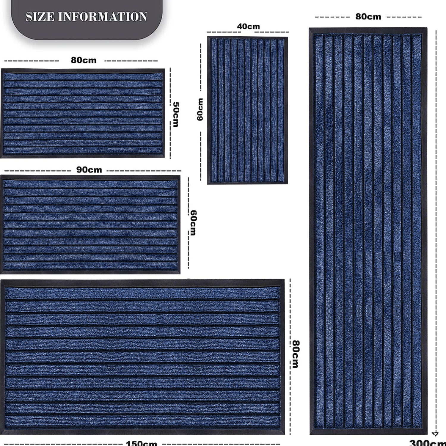 Blue Rubber Door Mat - Non slip Outdoor Mat for Entryway