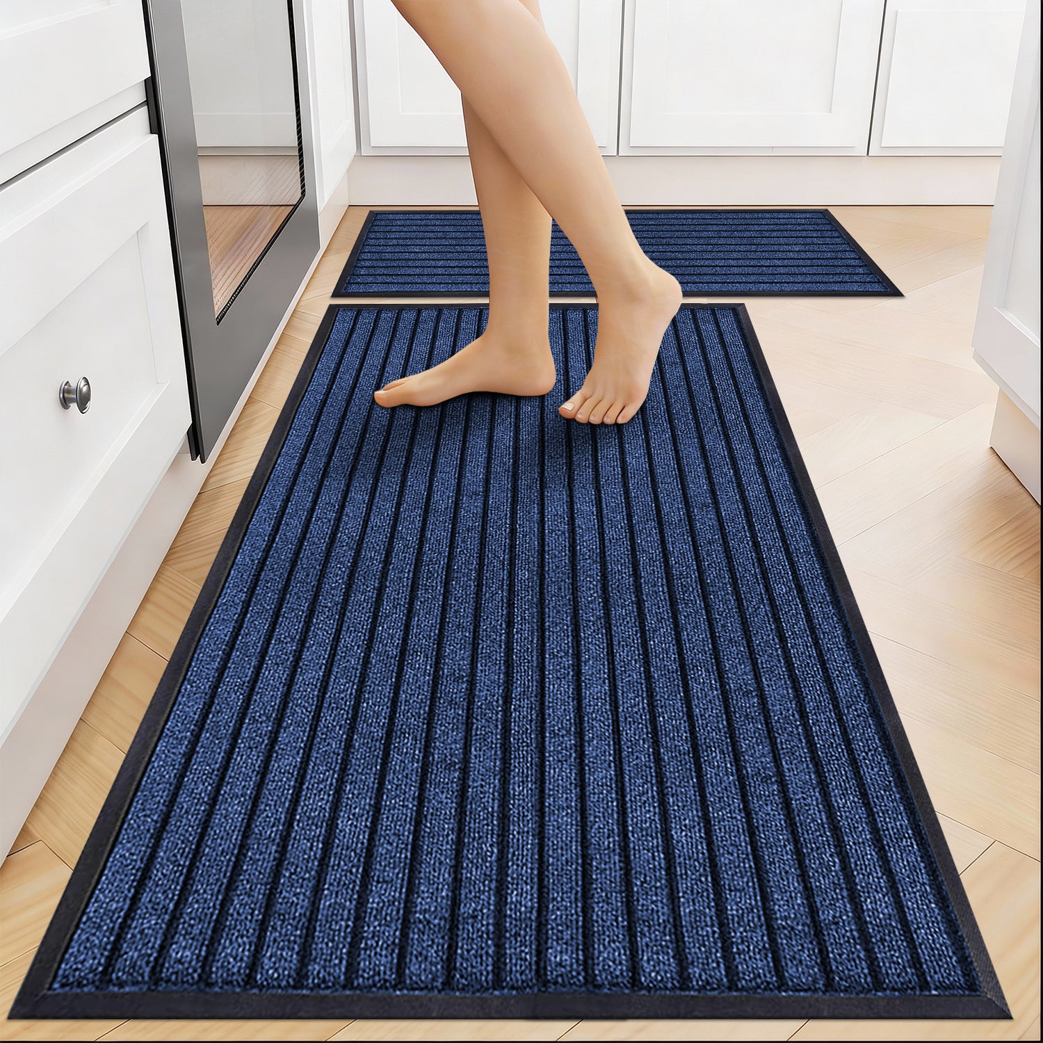 Blue Rubber Door Mat - Non slip Outdoor Mat for Entryway