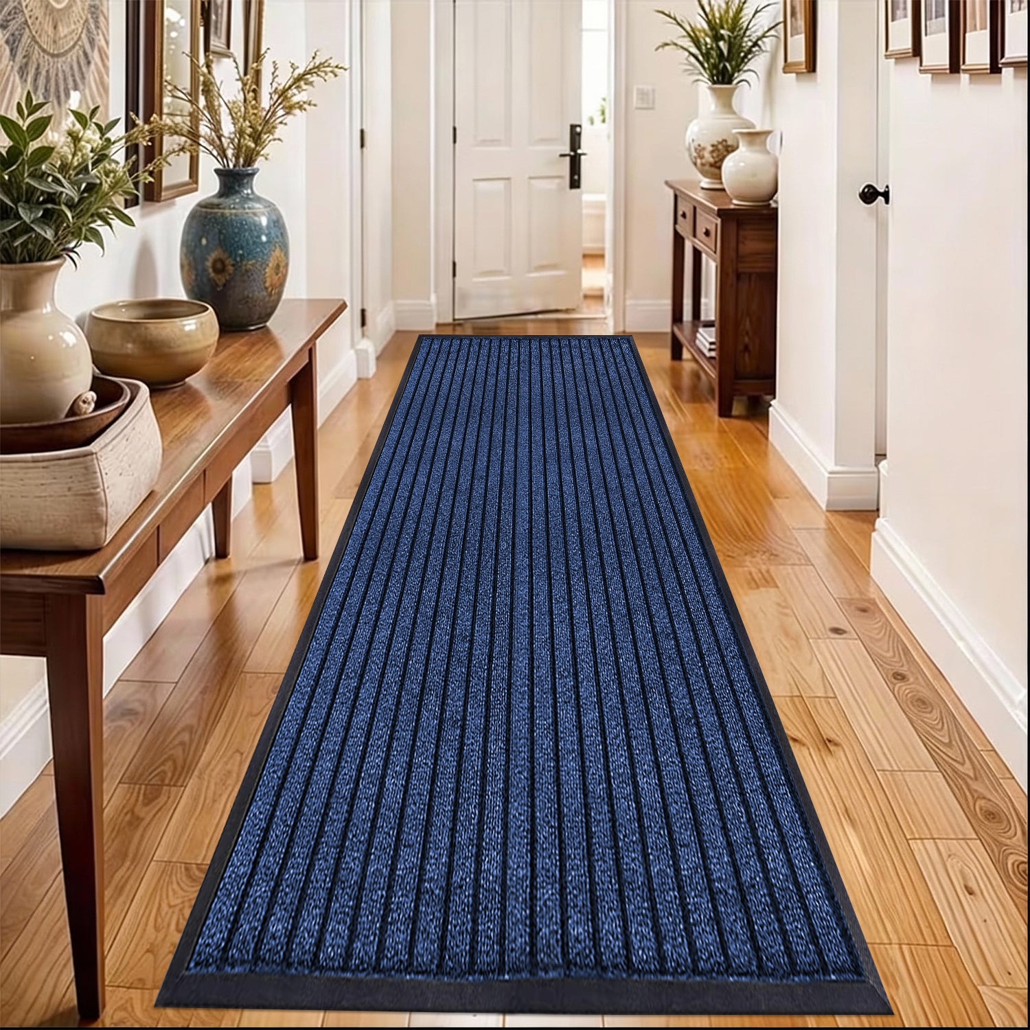 Blue Rubber Door Mat - Non slip Outdoor Mat for Entryway