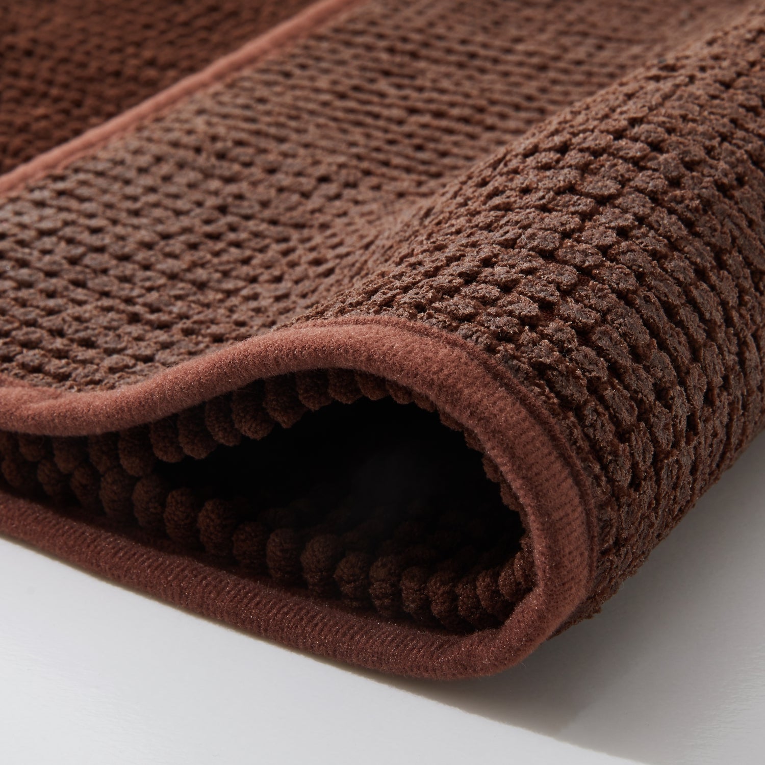 Soft Chenille Bath Mat Thick Absorbent Brown