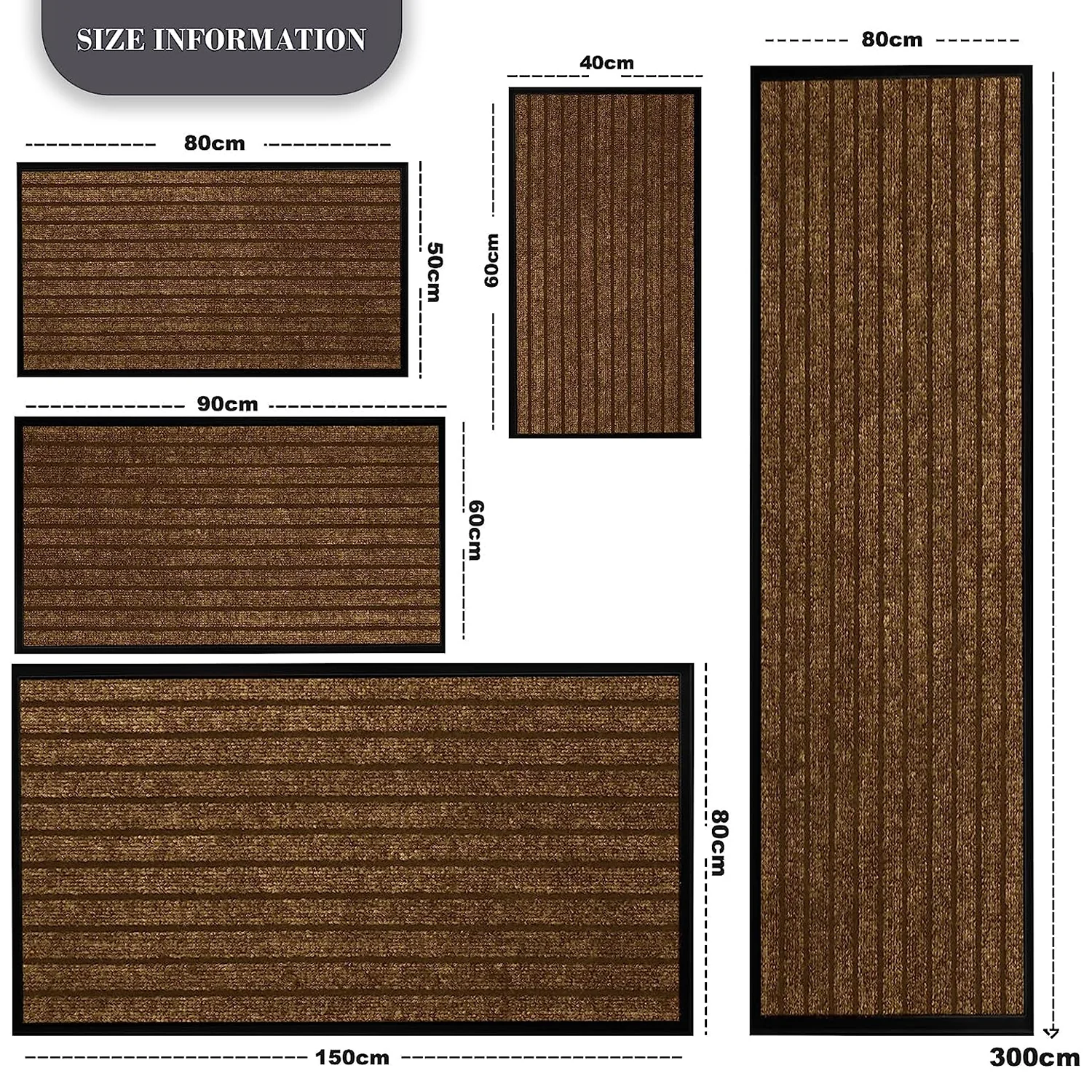 Washable Rubber Door Mat Indoor Outdoor Front Entryway Brown