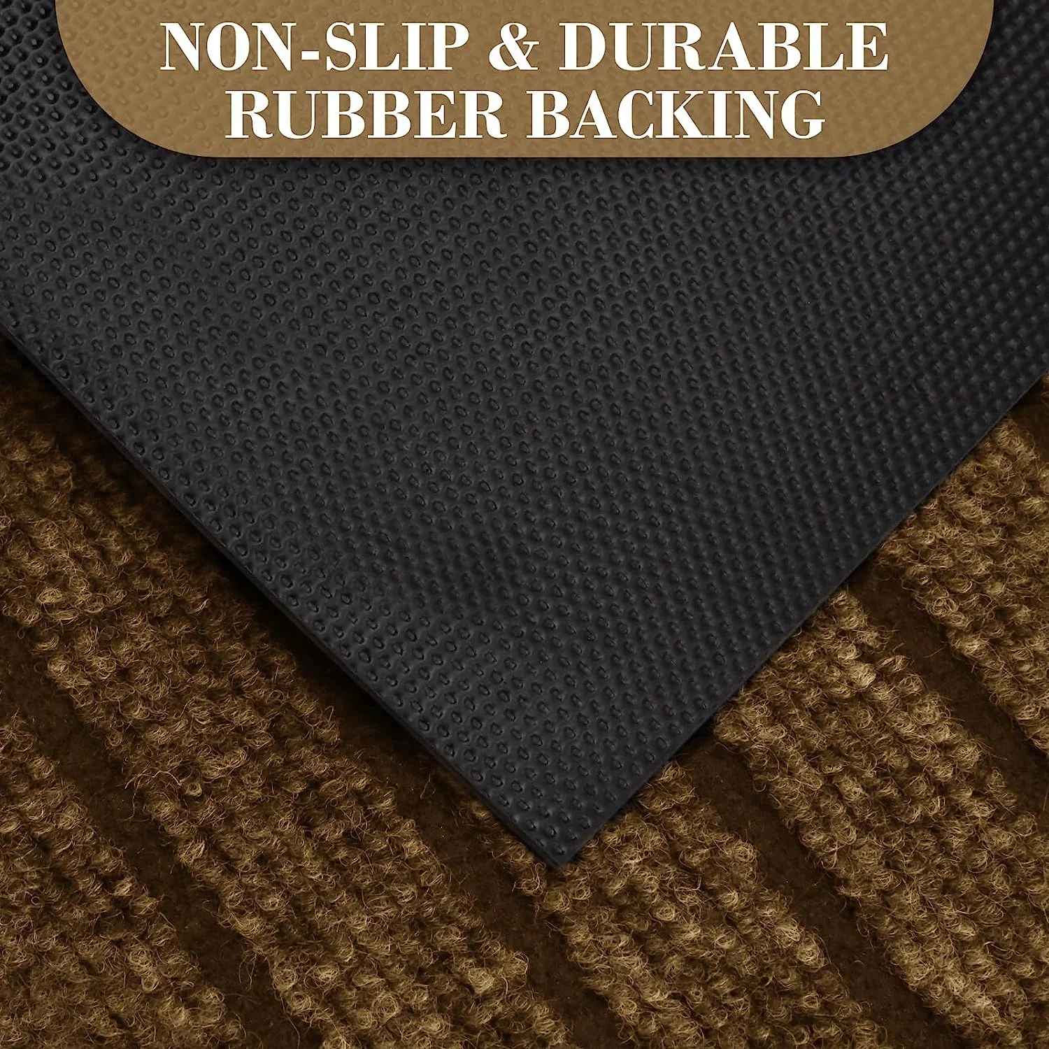 Washable Rubber Door Mat Indoor Outdoor Front Entryway Brown