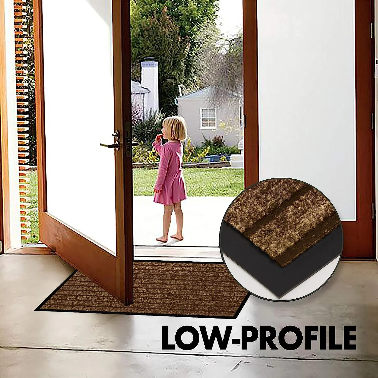 Washable Rubber Door Mat Indoor Outdoor Front Entryway Brown