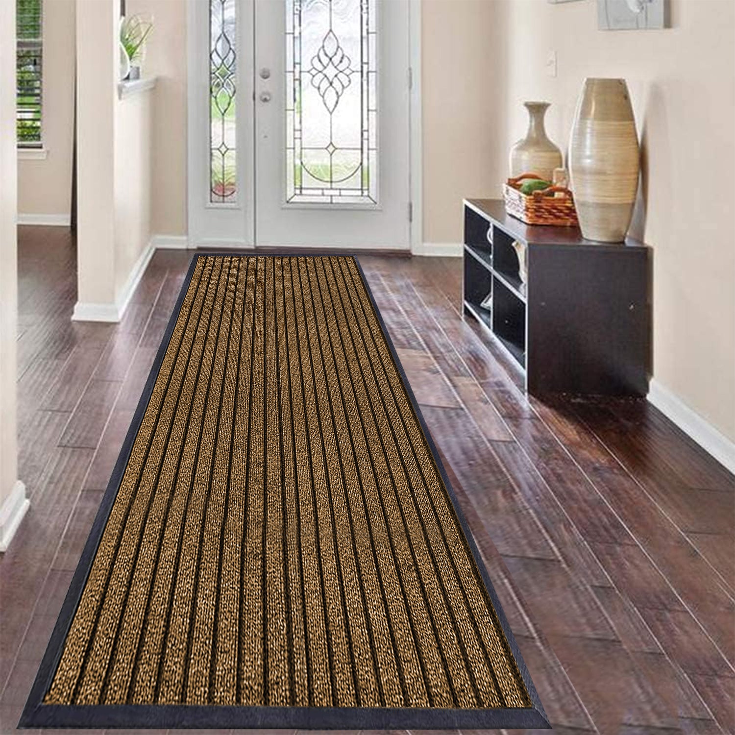 Washable Rubber Door Mat Indoor Outdoor Front Entryway Brown
