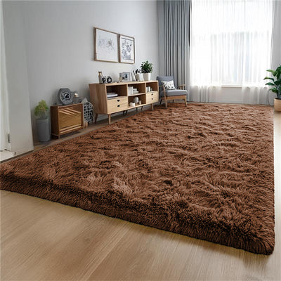 Brown Fluffy Rug Carpet - Large Shaggy Bedroom Rug