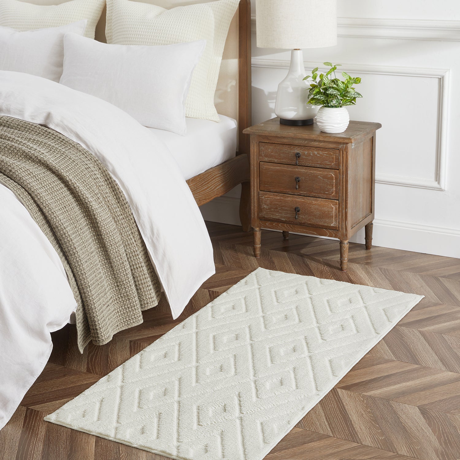 Hollow Square Geometric High-Low Pile Tufted Area Rug
