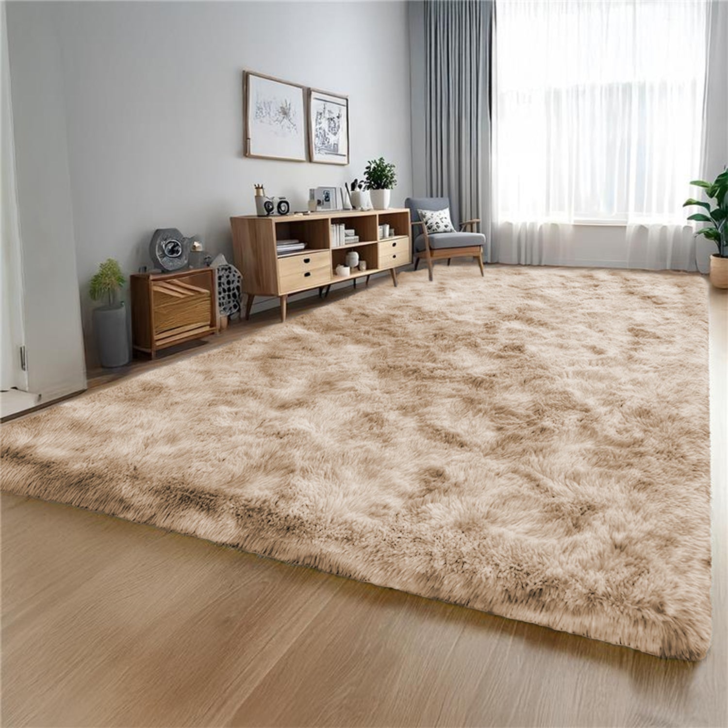 Tie Dye Fluffy Shaggy Rug Soft Thick Pile Colourful Area Rug