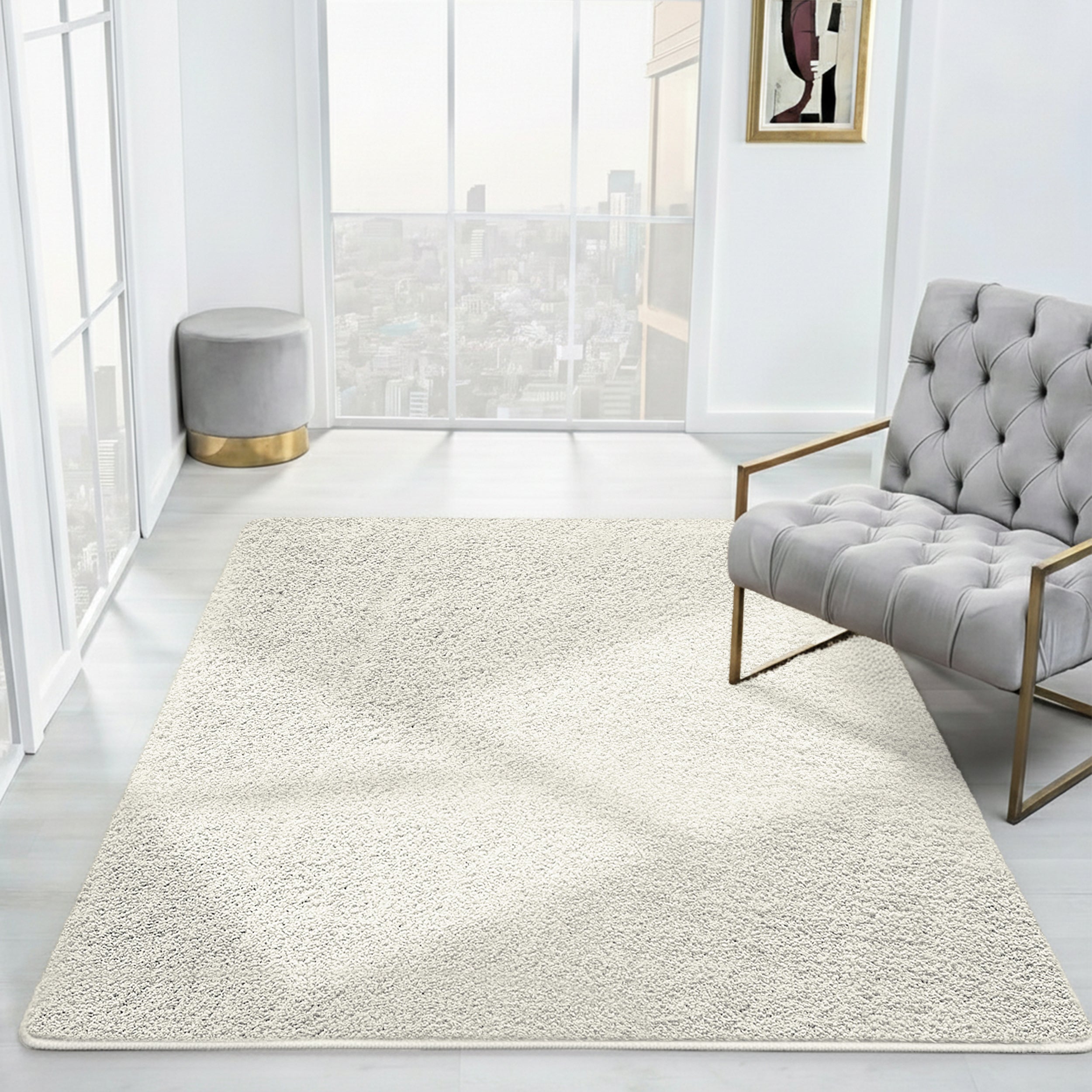 Cosy Fluffy Living Room Rug - Thick & Low Pile Large Area Carpet