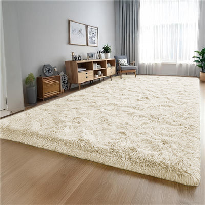 Cream Fluffy Rug - Luxury Shaggy Carpet for Bedroom