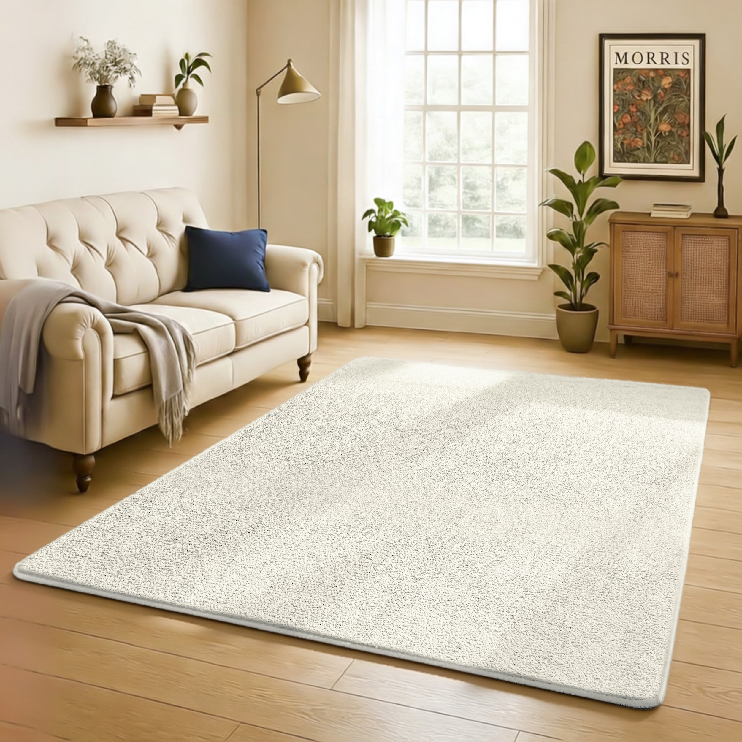Cosy Fluffy Living Room Rug - Thick & Low Pile Large Area Carpet