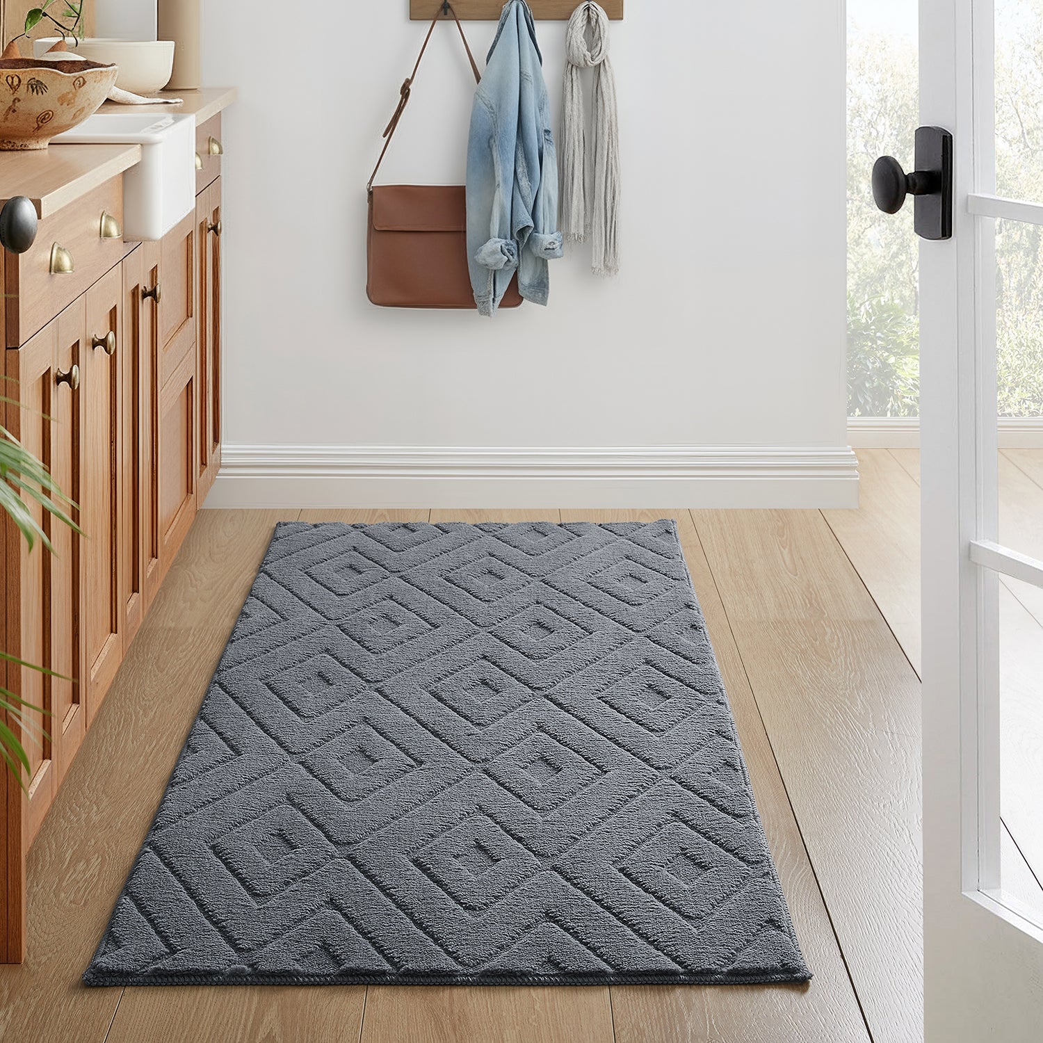 Hollow Square Geometric High-Low Pile Tufted Area Rug