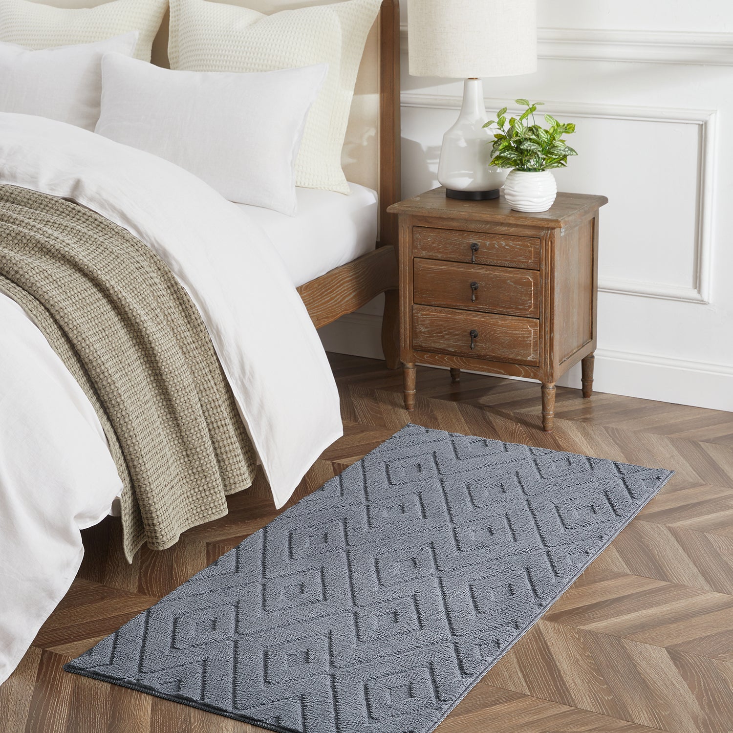 Hollow Square Geometric High-Low Pile Tufted Area Rug