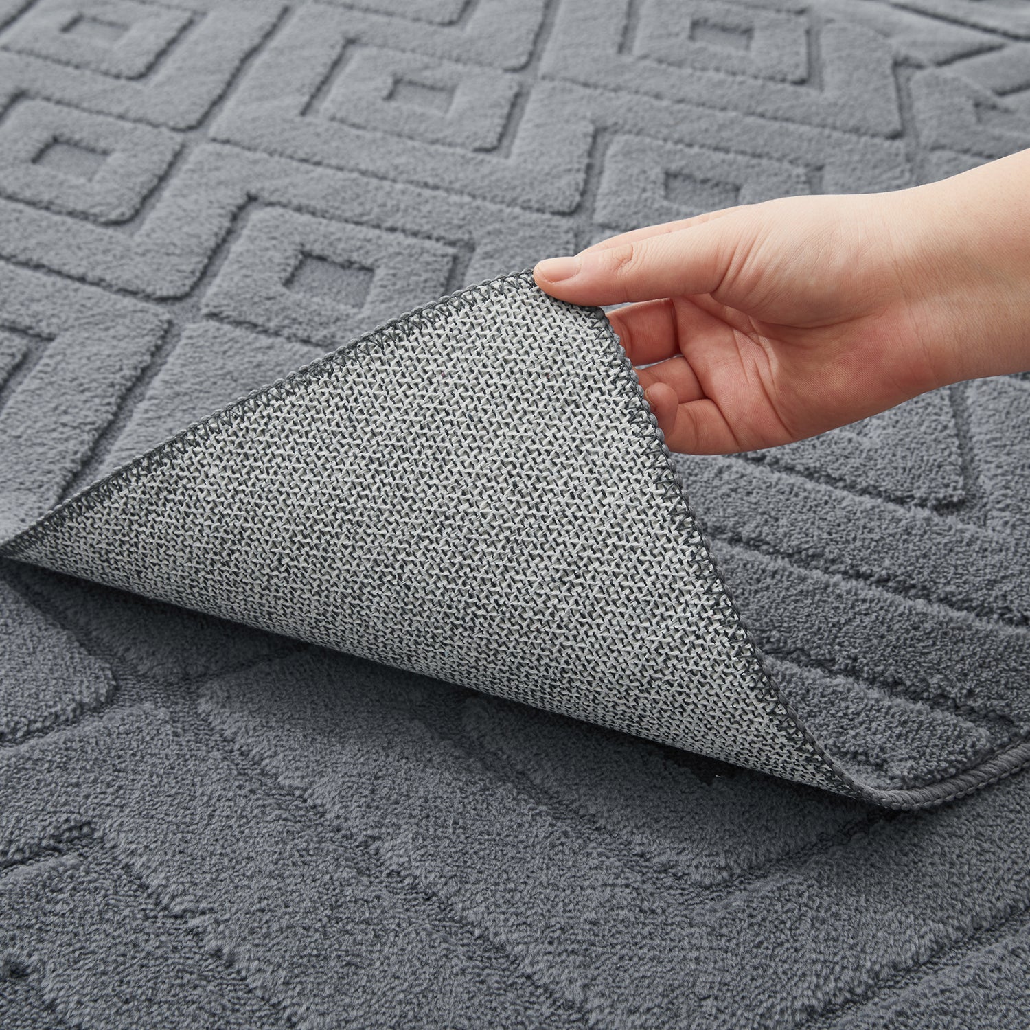 Hollow Square Geometric High-Low Pile Tufted Area Rug