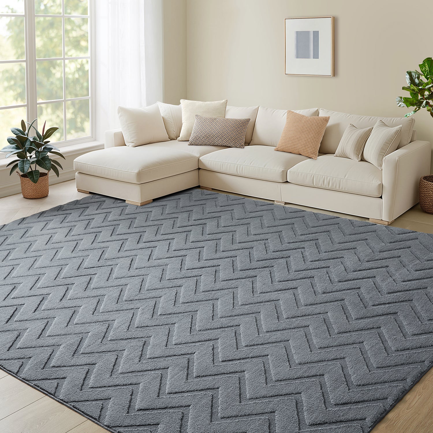 Chevron Zig Zag High-Low Pile Tufted Area Rug