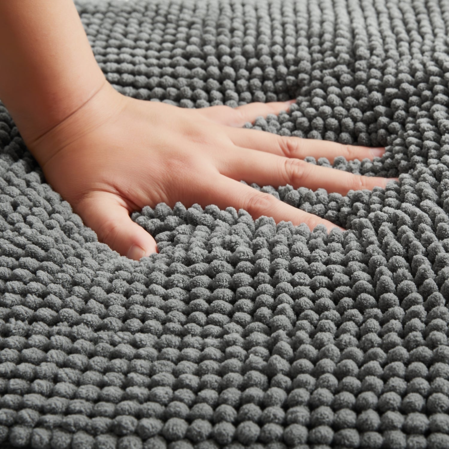 Soft Chenille Bath Mat Thick Absorbent Grey