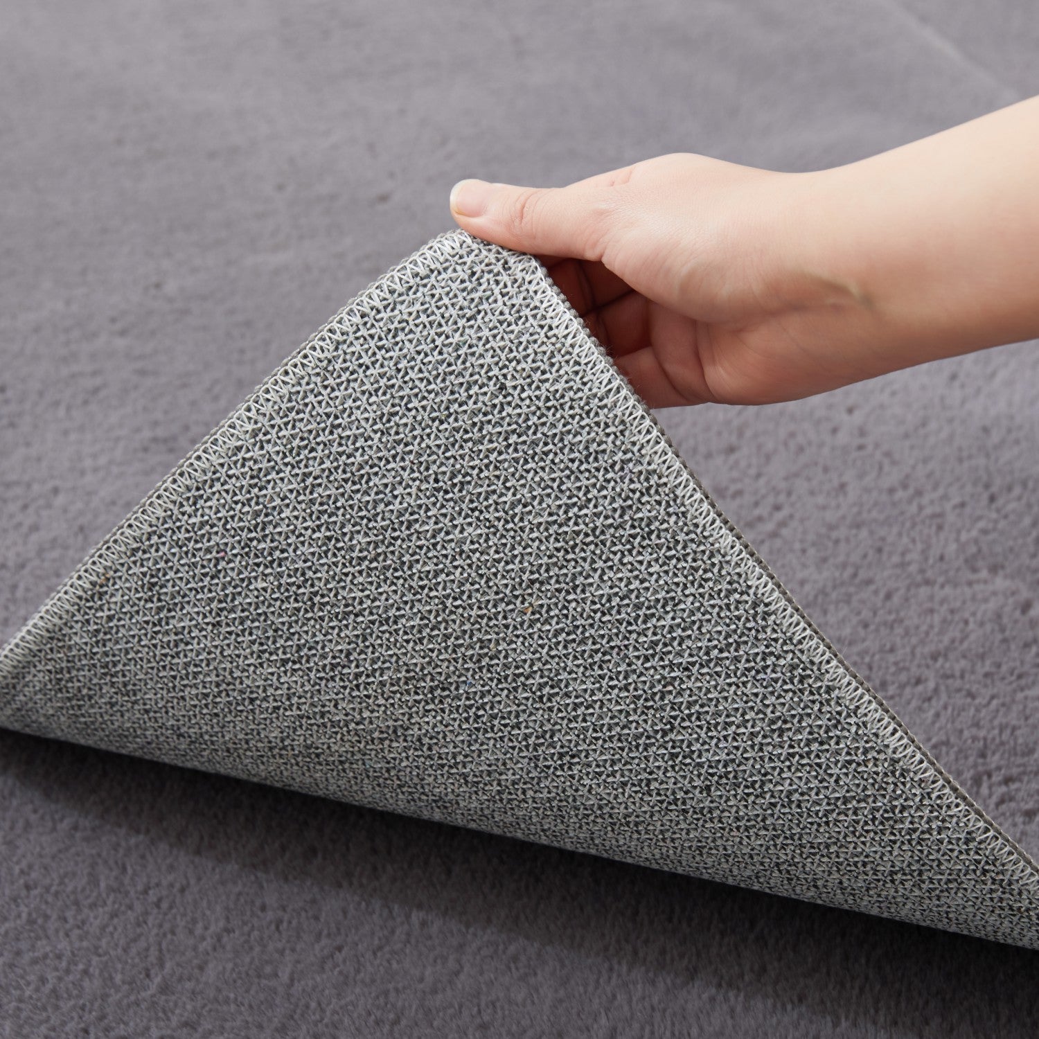 Grey Rabbit Faux Fur Rug Fluffy Plush Bedroom Runner