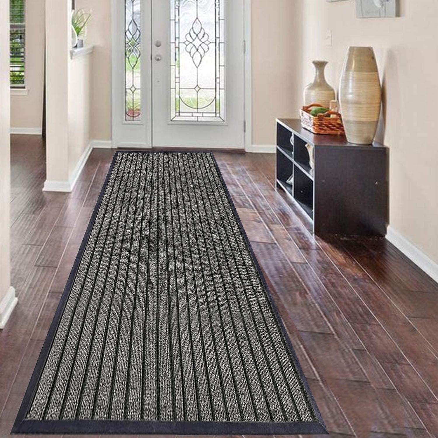 Washable Rubber Door Mat Indoor Outdoor Front Entryway Grey