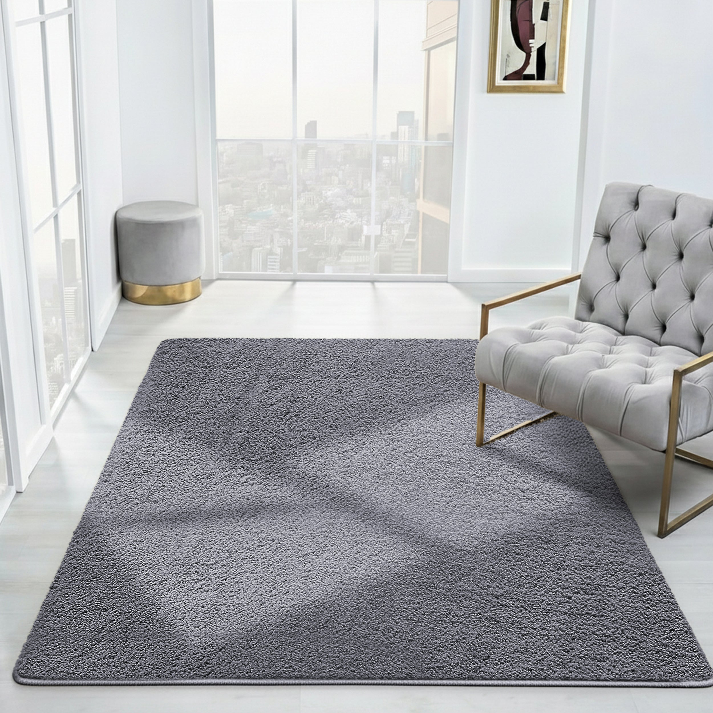 Cosy Fluffy Living Room Rug - Thick & Low Pile Large Area Carpet