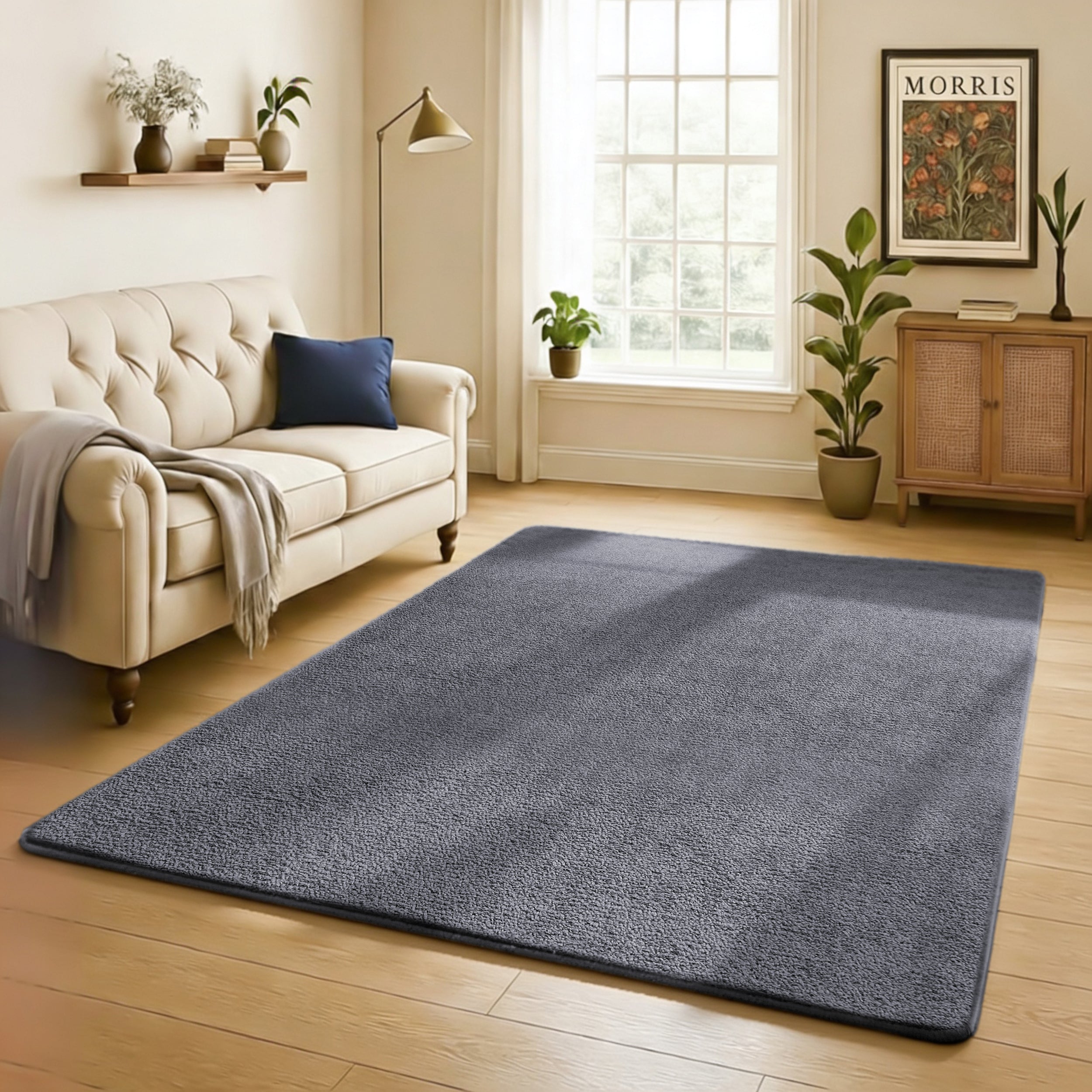 Cosy Fluffy Living Room Rug - Thick & Low Pile Large Area Carpet