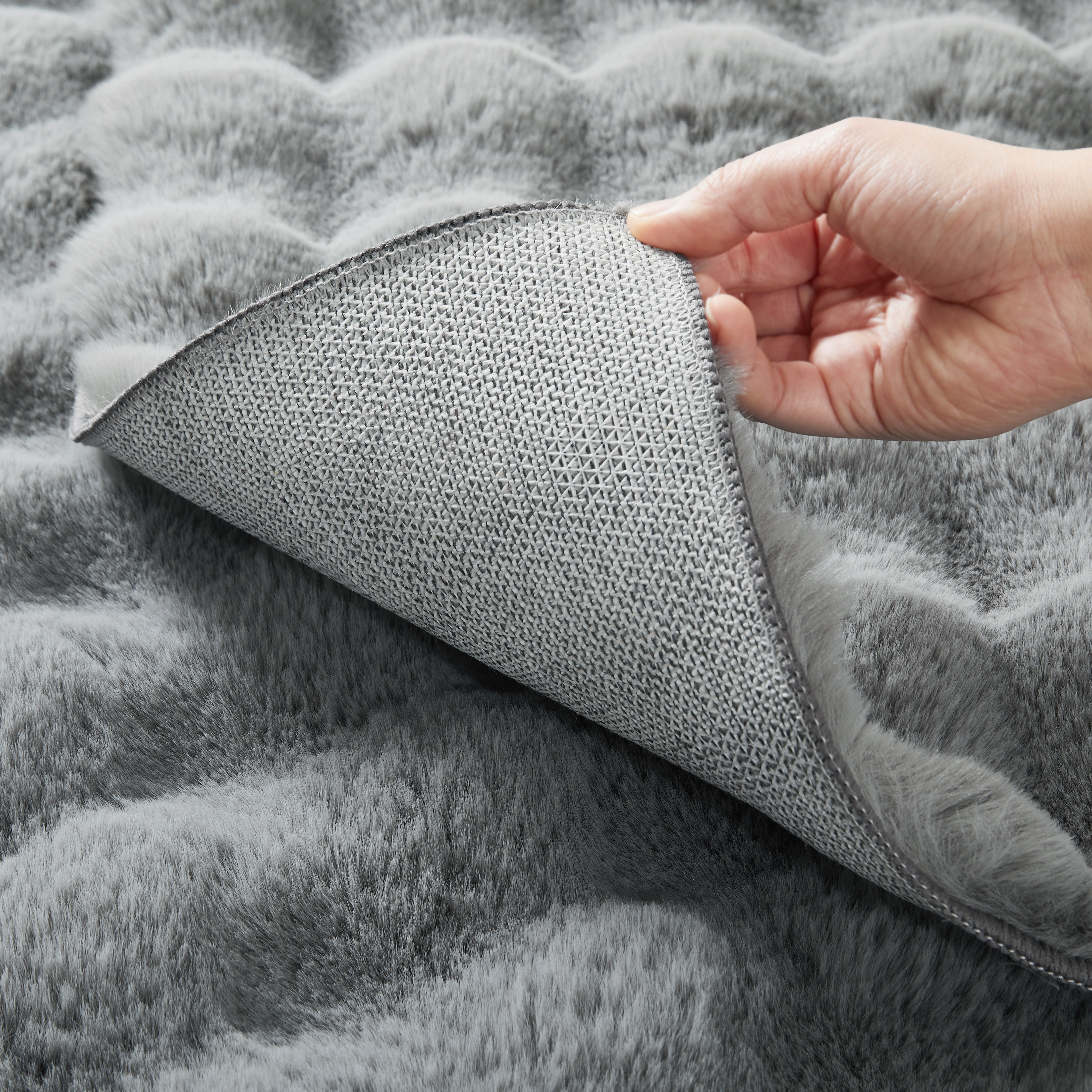 Soft Fluffy Bubble Texture Rug – Modern Faux Fur Area Carpet