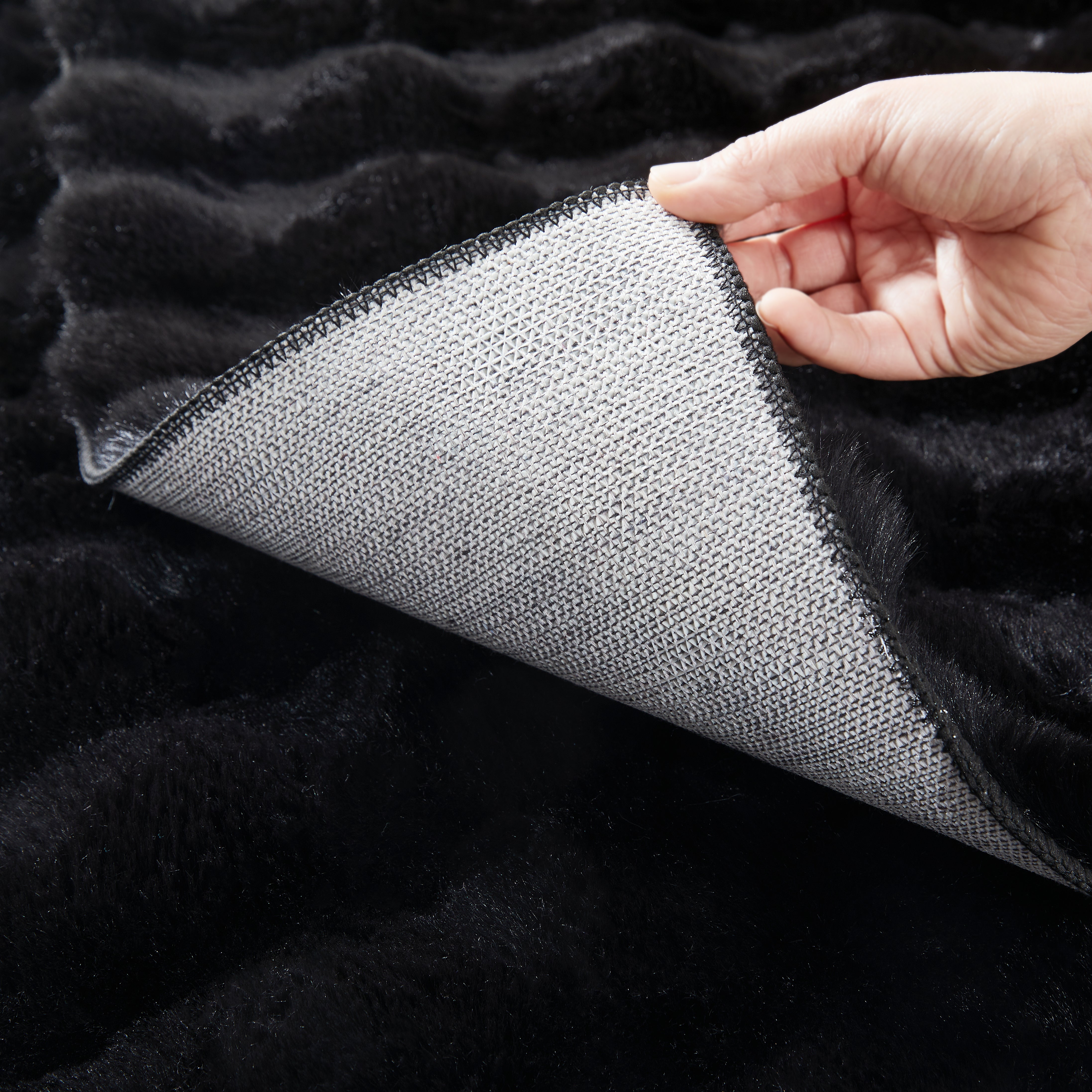 Soft Fluffy Bubble Texture Rug – Modern Faux Fur Area Carpet