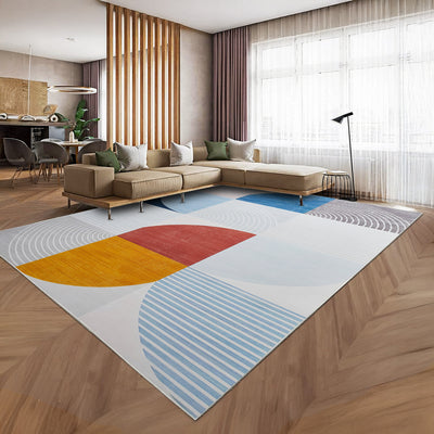 Multi-Colour Modern Circle Block Rug - Artistic Living Room Area Carpet