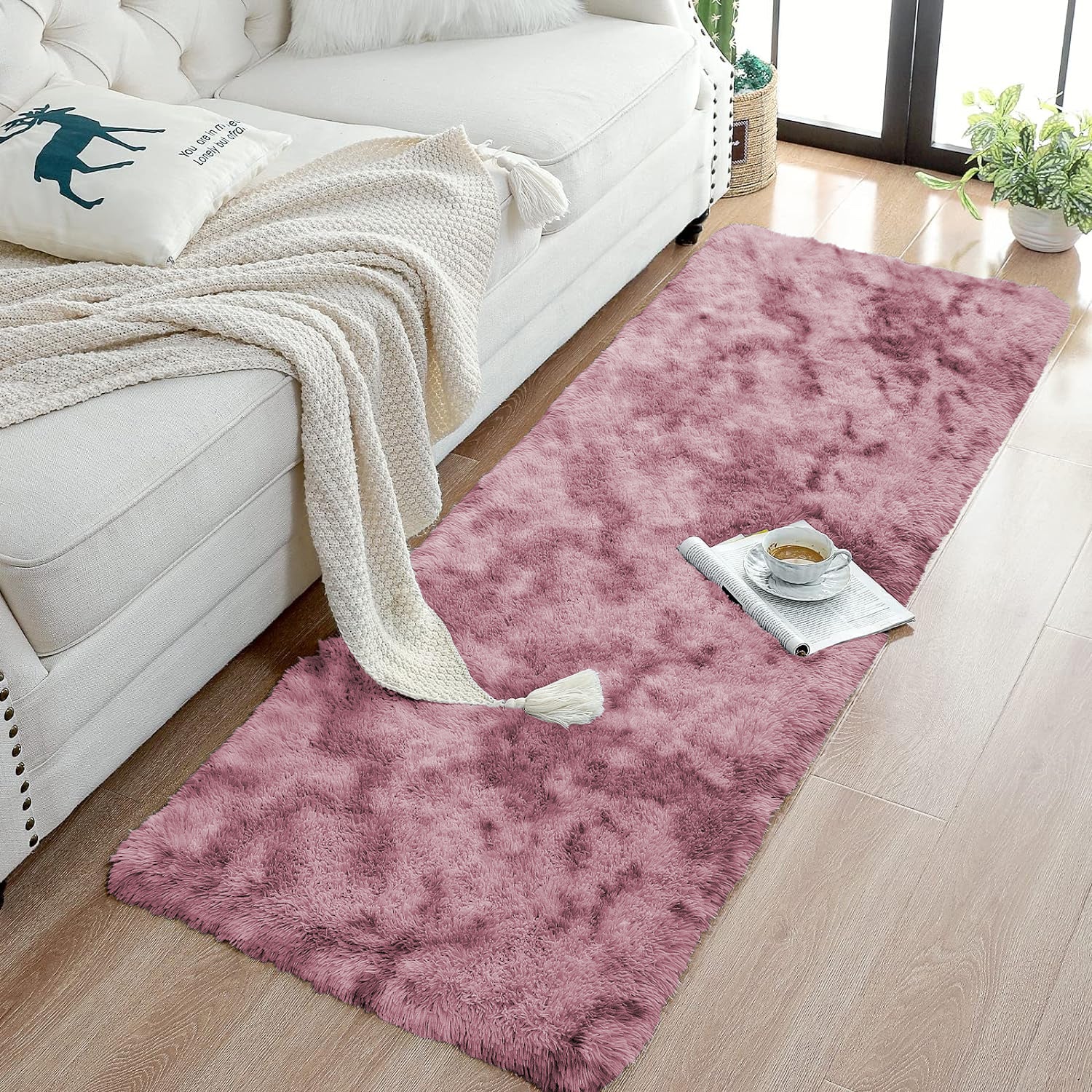 Tie Dye Fluffy Shaggy Rug Soft Thick Pile Colourful Area Rug