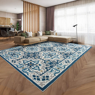 Blue & Cream Modern Floral Rug