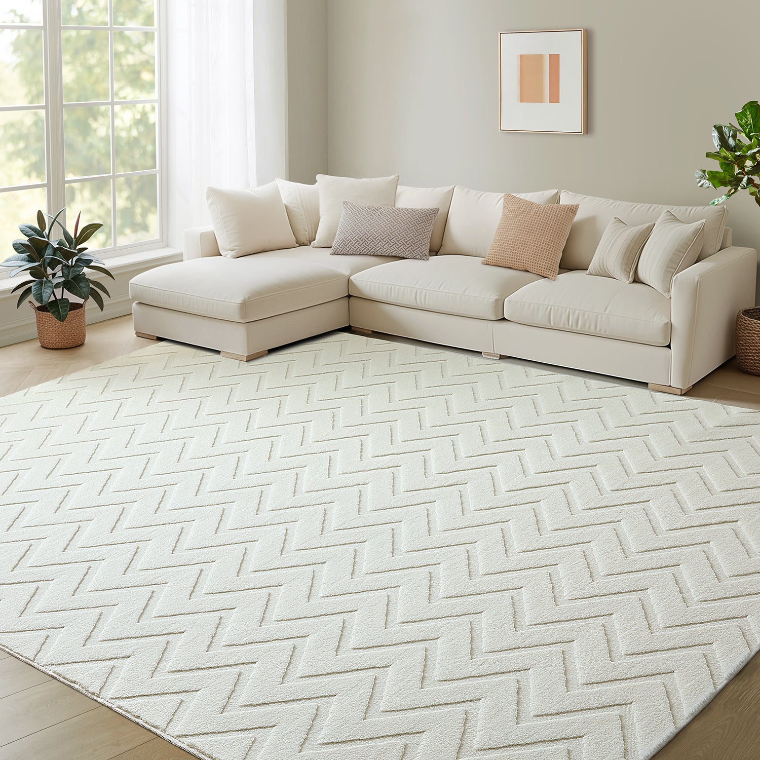 Chevron Zig Zag High-Low Pile Tufted Area Rug