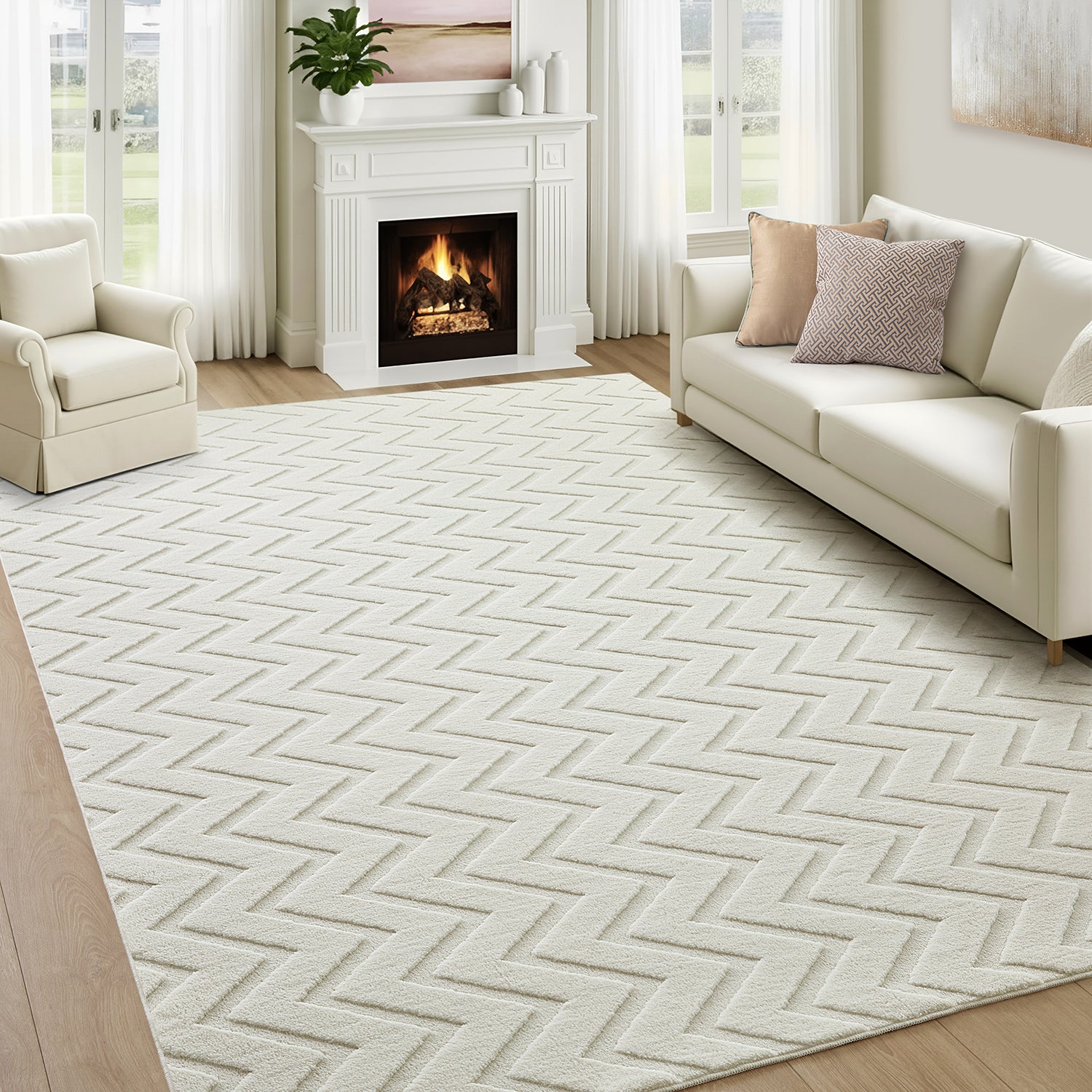 Chevron Zig Zag High-Low Pile Tufted Area Rug