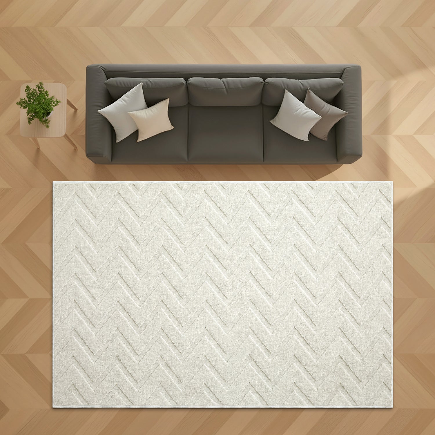 Chevron Zig Zag High-Low Pile Tufted Area Rug