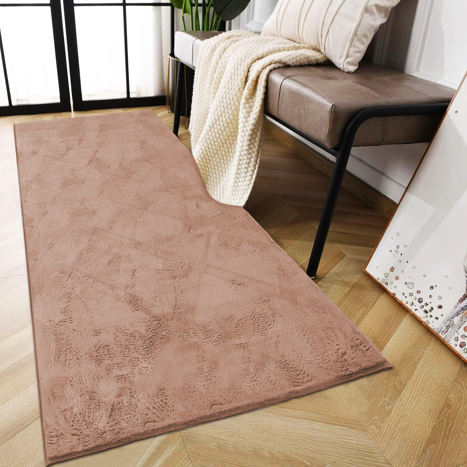 Mink Rabbit Faux Fur Rug Fluffy Plush Bedroom Runner