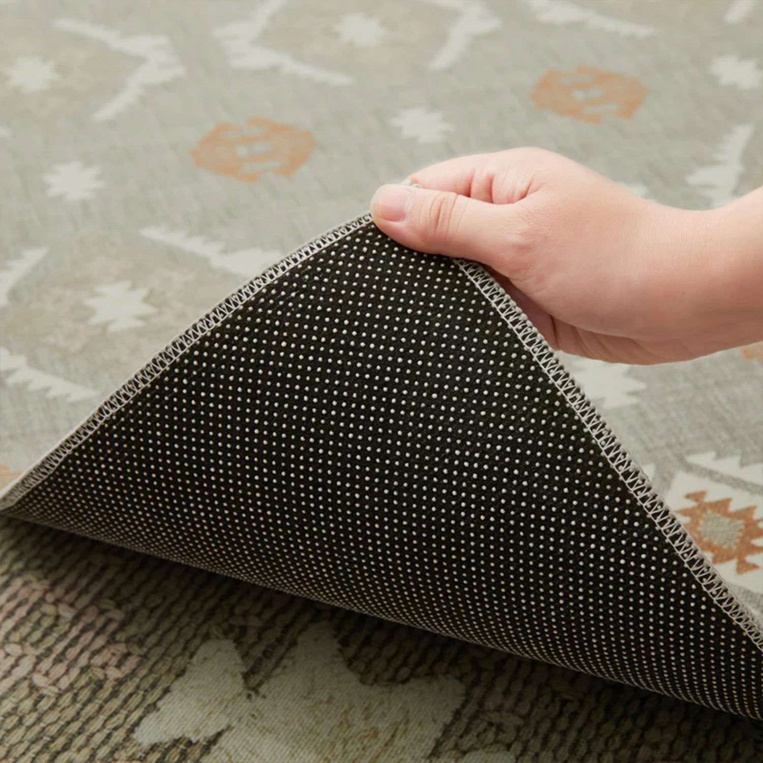 Light Green & ivory Tribal Kilim Rug - Modern Boho Bedroom Area Carpet