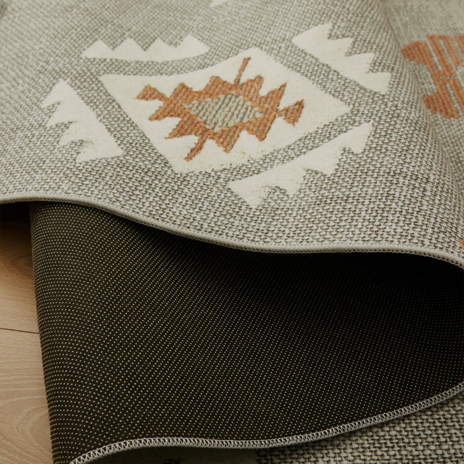 Light Green & ivory Tribal Kilim Rug - Modern Boho Bedroom Area Carpet