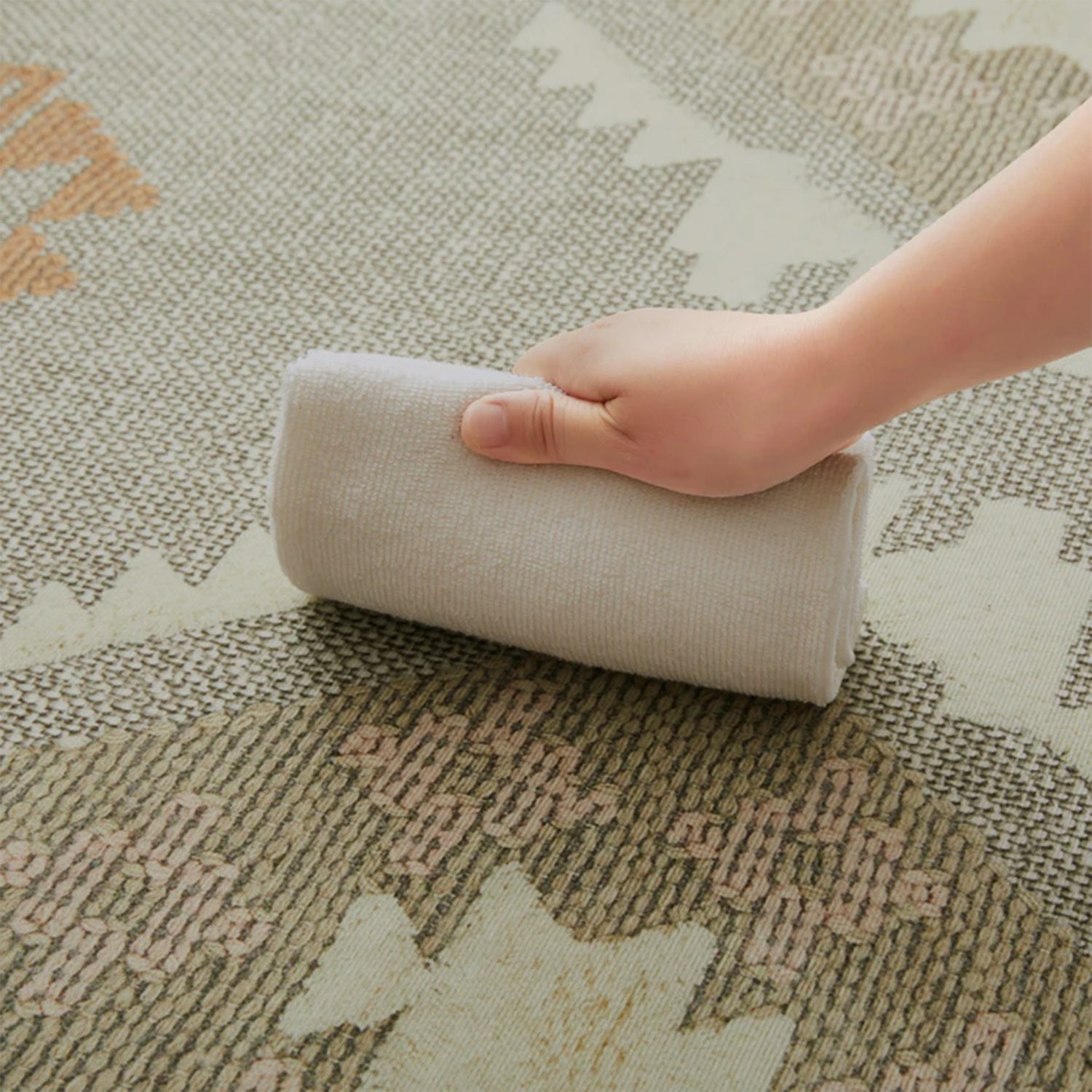 Light Green & ivory Tribal Kilim Rug - Modern Boho Bedroom Area Carpet