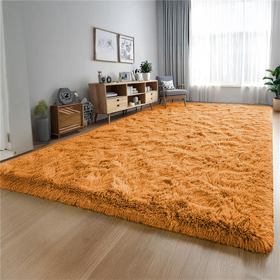 Ochre Shaggy Rug - Fluffy Soft Carpet for Bedroom & Lounge