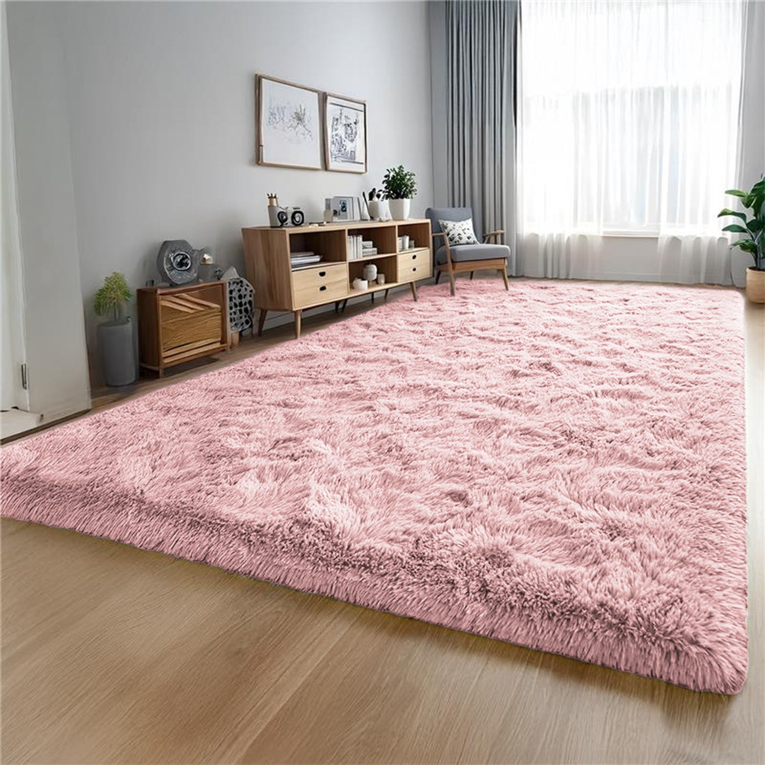 Shaggy Rug For Bedroom Pink