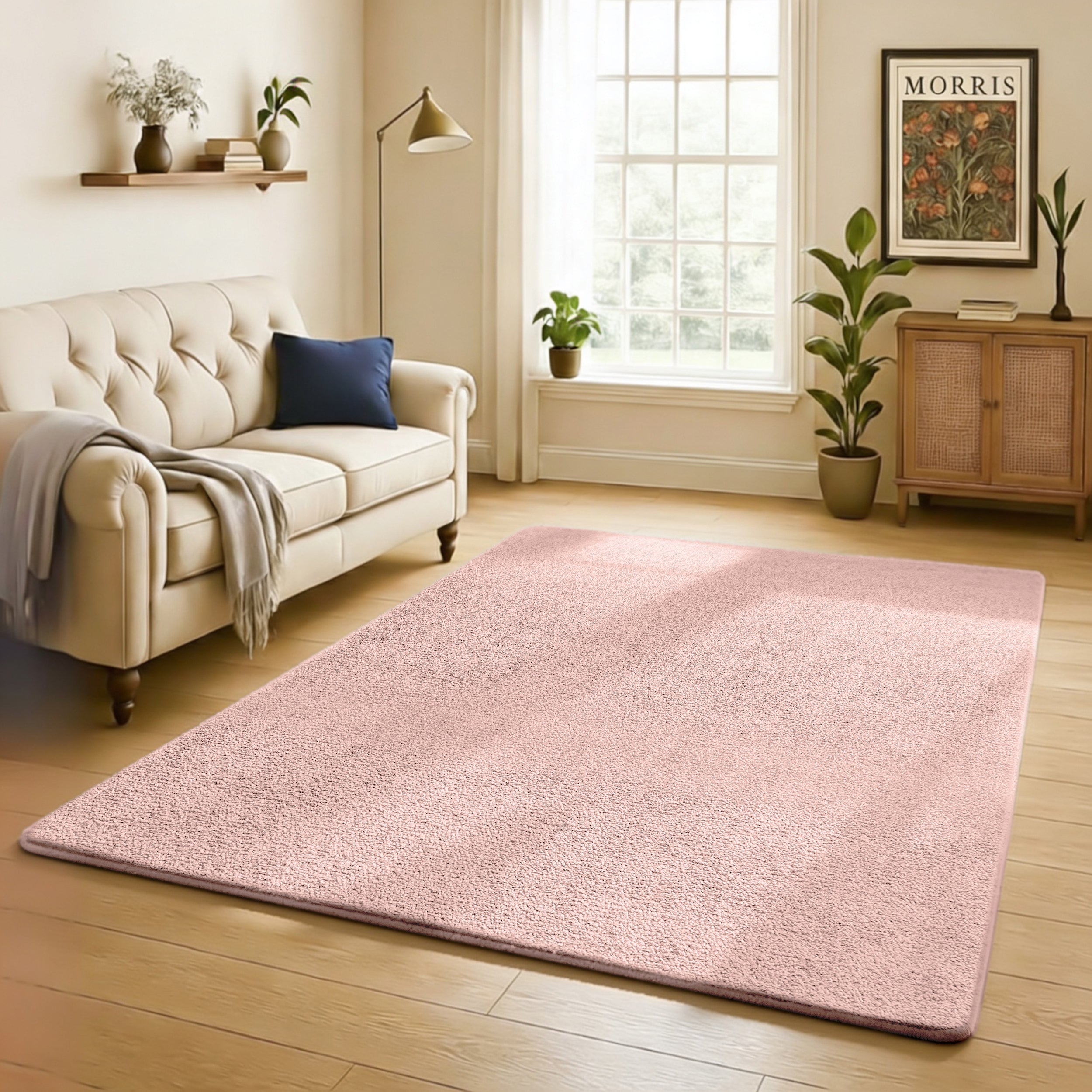 Cosy Fluffy Living Room Rug - Thick & Low Pile Large Area Carpet