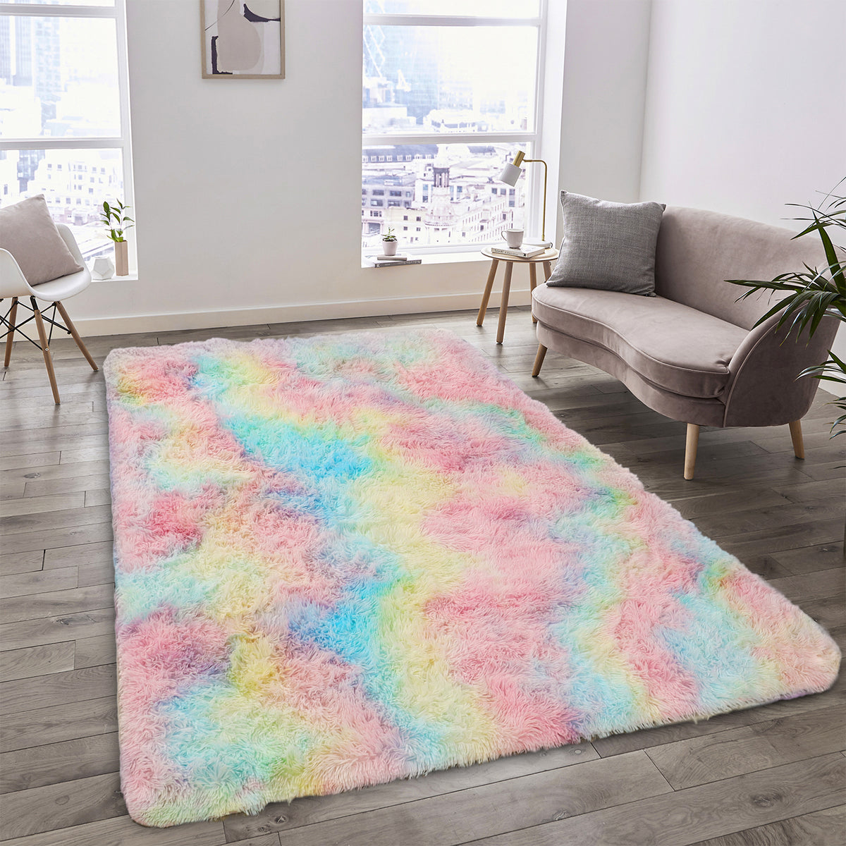Tie Dye Fluffy Shaggy Rug Soft Thick Pile Colourful Area Rug