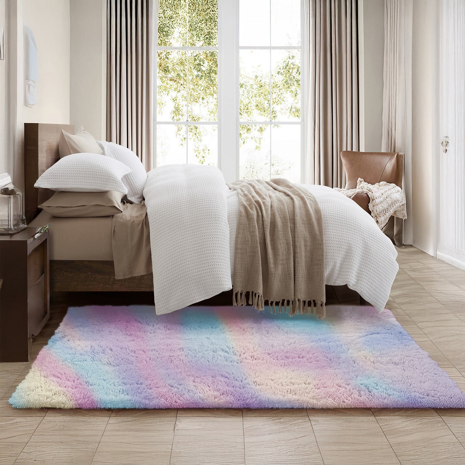 Tie Dye Fluffy Shaggy Rug Soft Thick Pile Colourful Area Rug