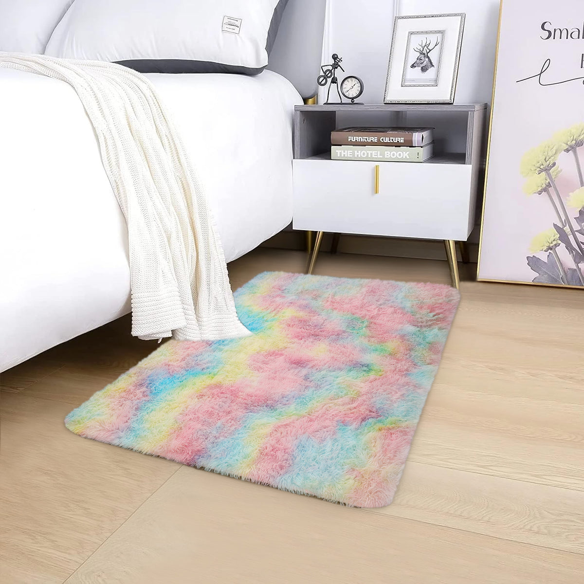 Tie Dye Fluffy Shaggy Rug Soft Thick Pile Colourful Area Rug