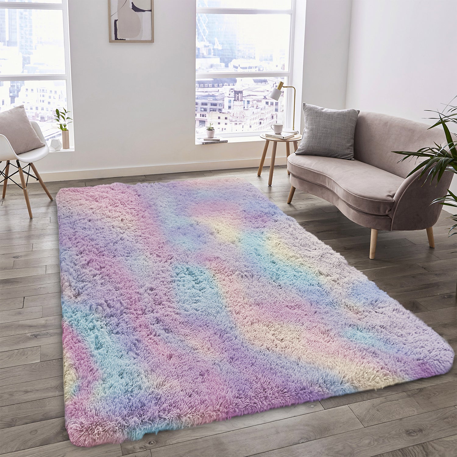 Tie Dye Fluffy Shaggy Rug Soft Thick Pile Colourful Area Rug